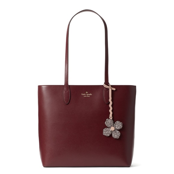 KATE SPADE Kerri Medium Smooth Leather Top Zip Tote Bag in Burgundy - Picture 1 of 13